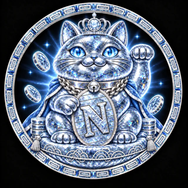 VIII Diamond Swap Feline: a crystal lucky cat wearing a crown